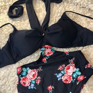 Floral Black Women's Swimsuit